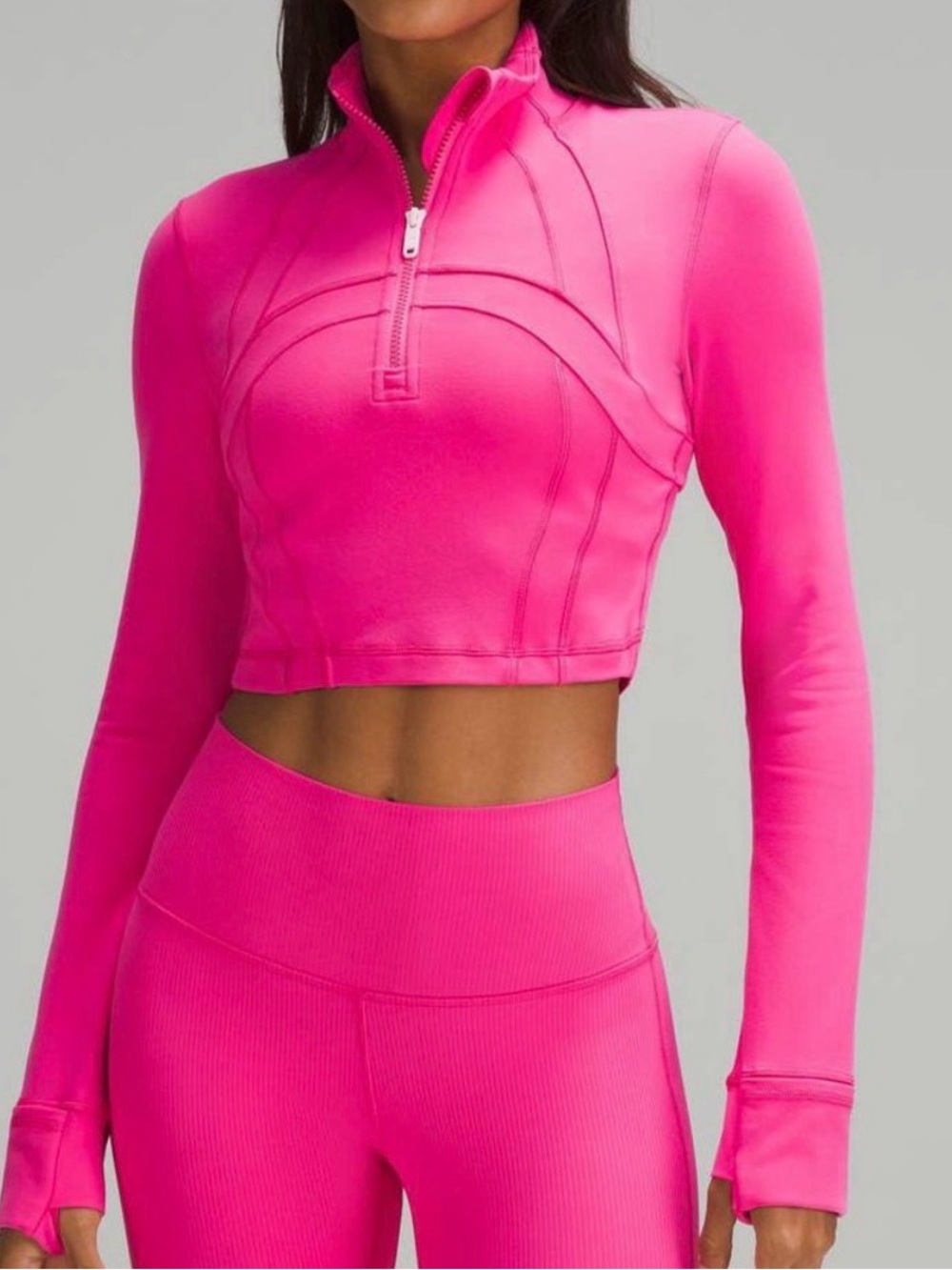 Lululemon Define Cropped Half Zip Luon - Size 10 Sonic Pink NWT